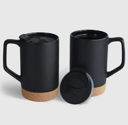 Large Coffee Mug with Lid & Removable Cork Base