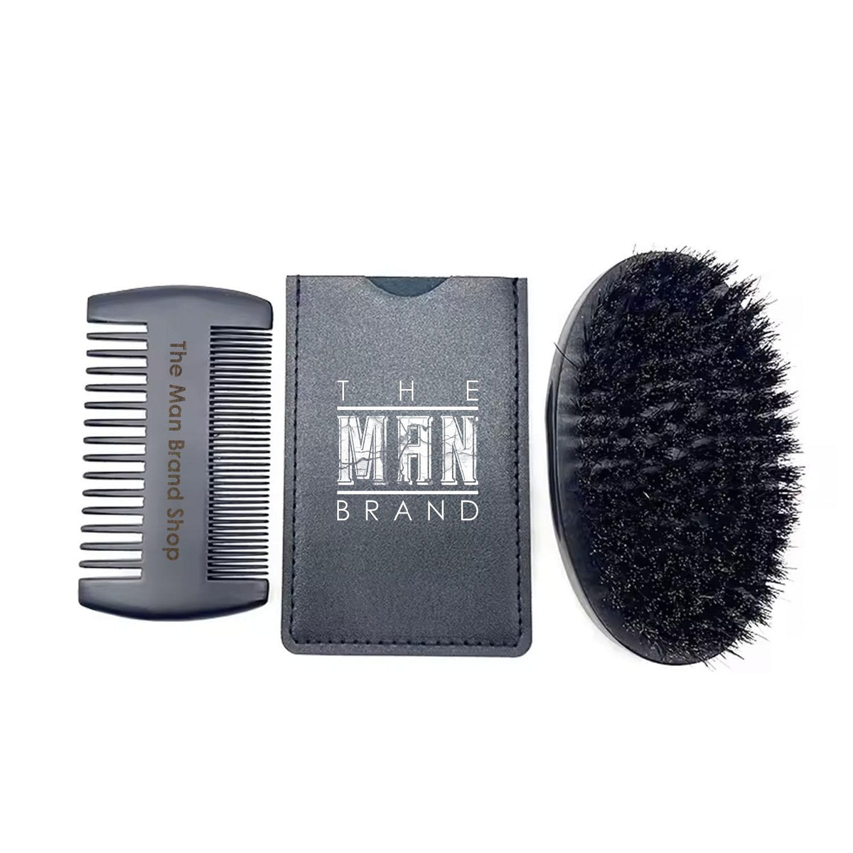 Essential Beard Comb Set and Men's Grooming Kit: Brush, Comb, and Trim - Black Edition