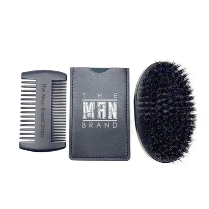 Essential Beard Comb Set and Men's Grooming Kit: Brush, Comb, and Trim - Black Edition