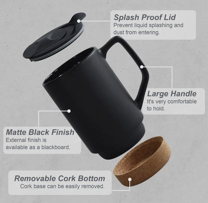 Large Coffee Mug with Lid & Removable Cork Base